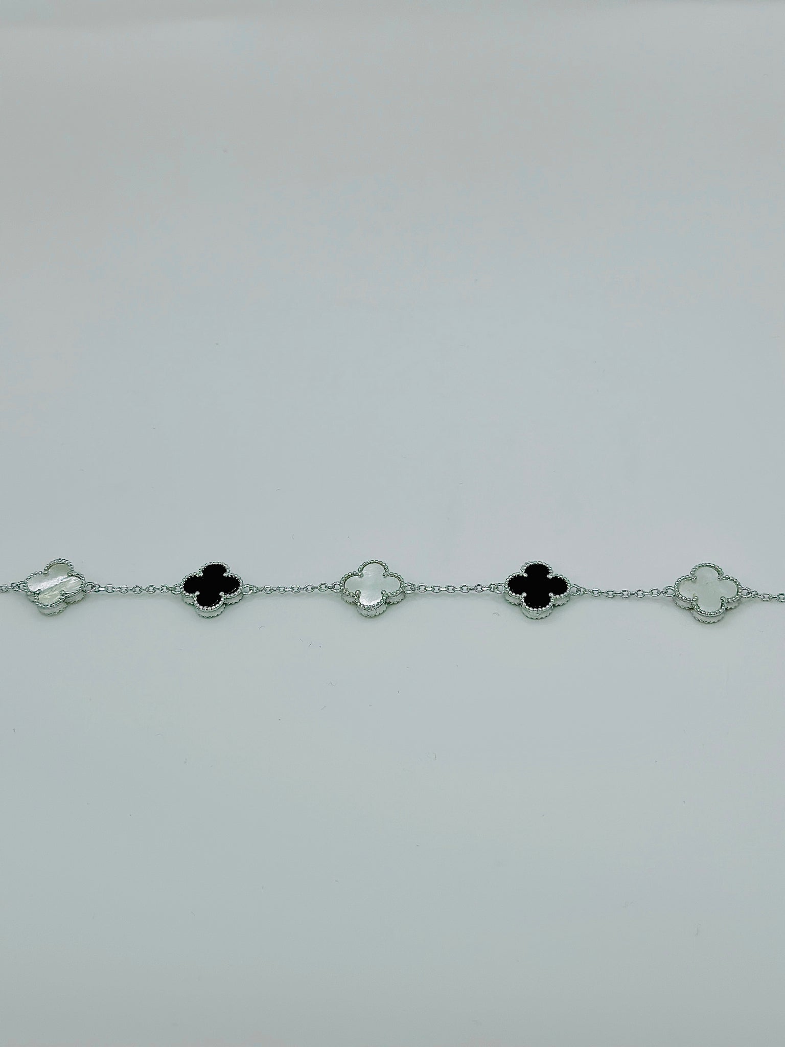 Van Cleef and Arpels Alhambra Black & White clover motifs Bracelet in 925 Silver