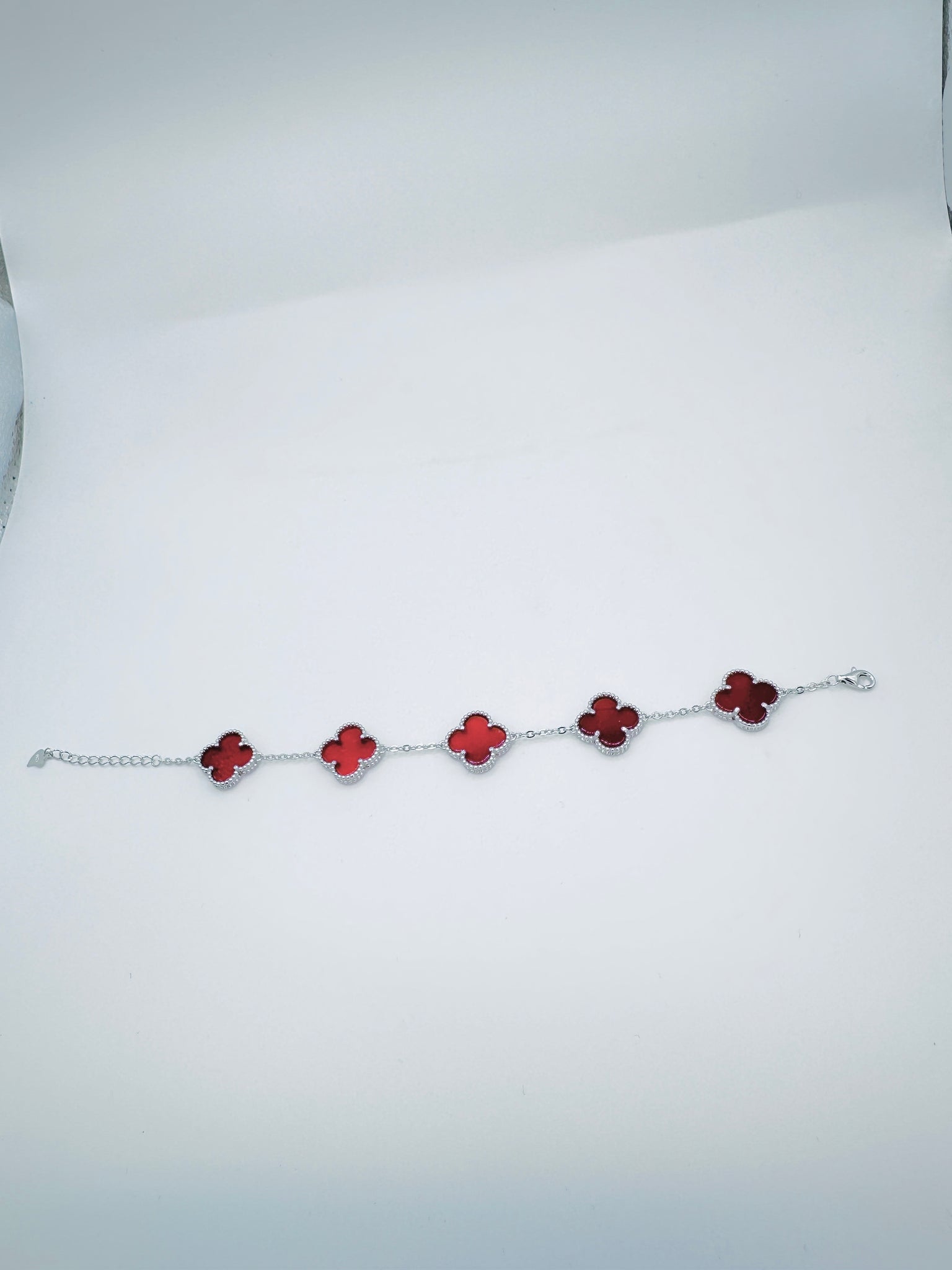 Van Cleef & Arpels Alhambra Red Motif Bracelet in 925 Sterling Silver