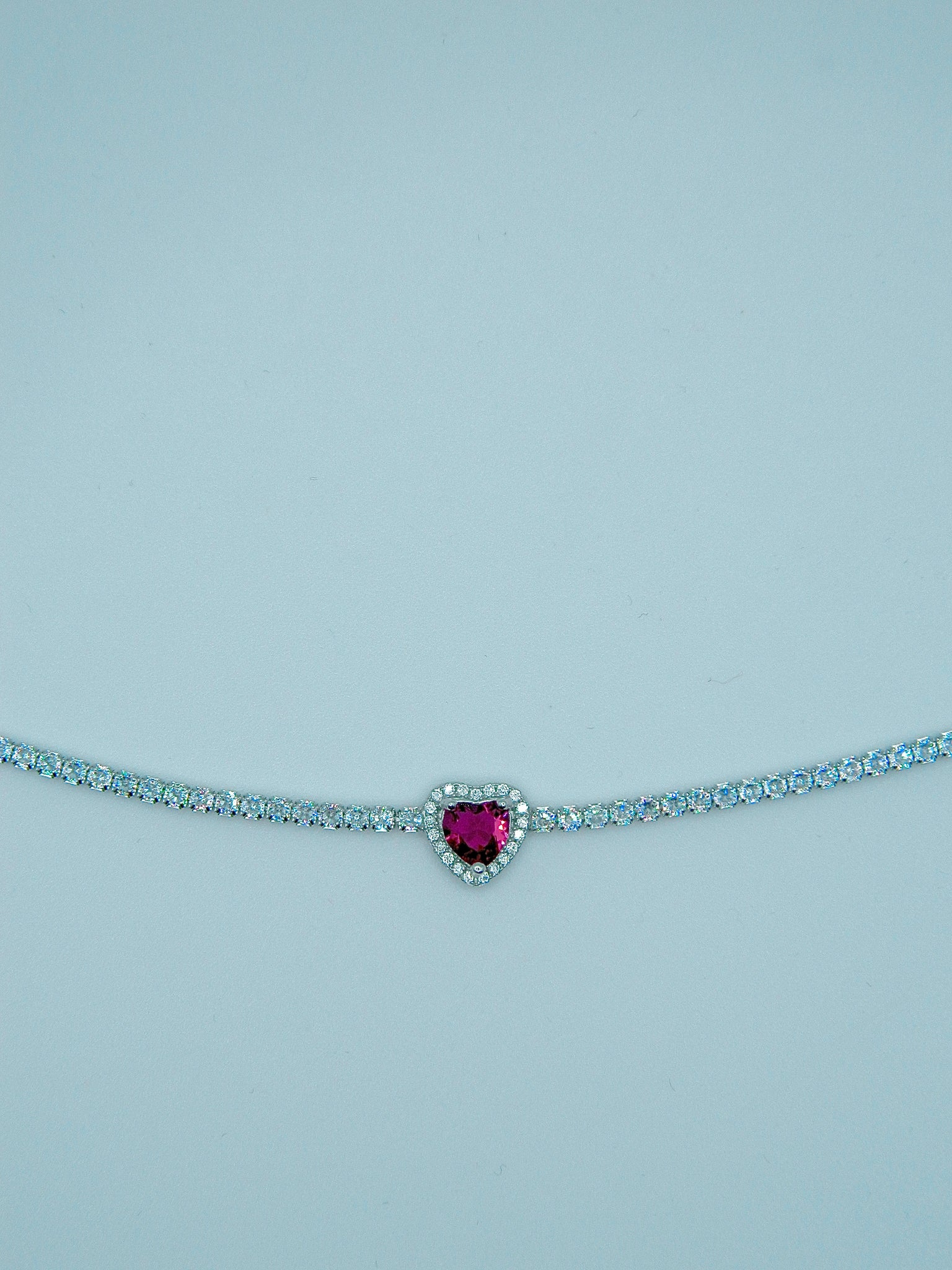 Elegant Heart Bracelet with Ruby Red Gemstone