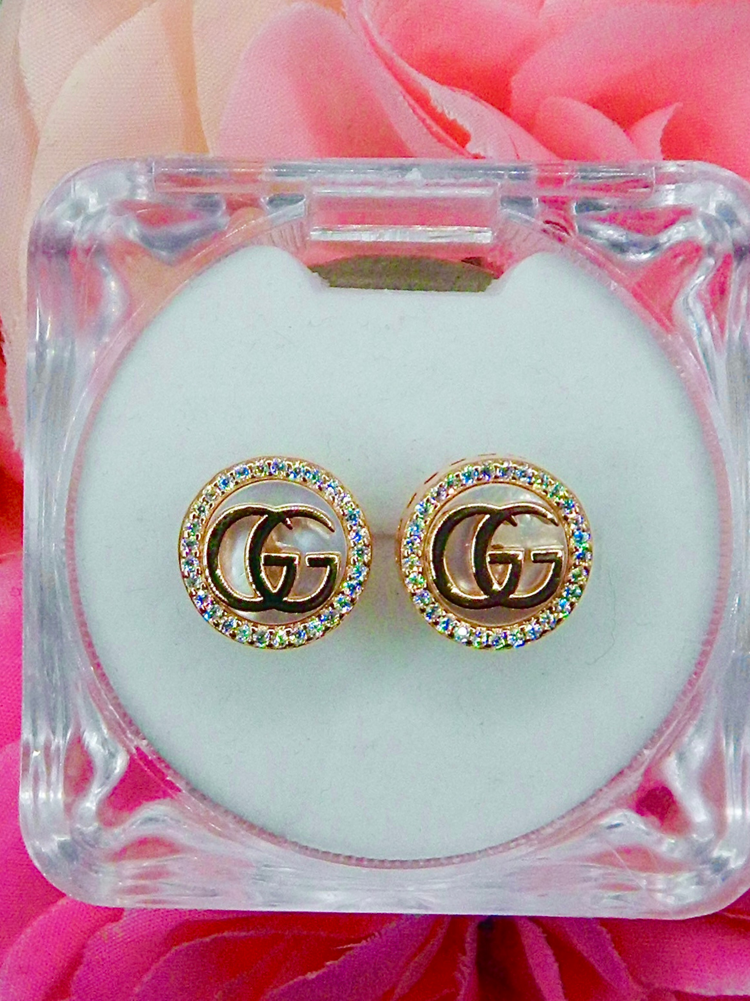 Luxurious Gold-Plated Stud Earrings with Iconic GG Design